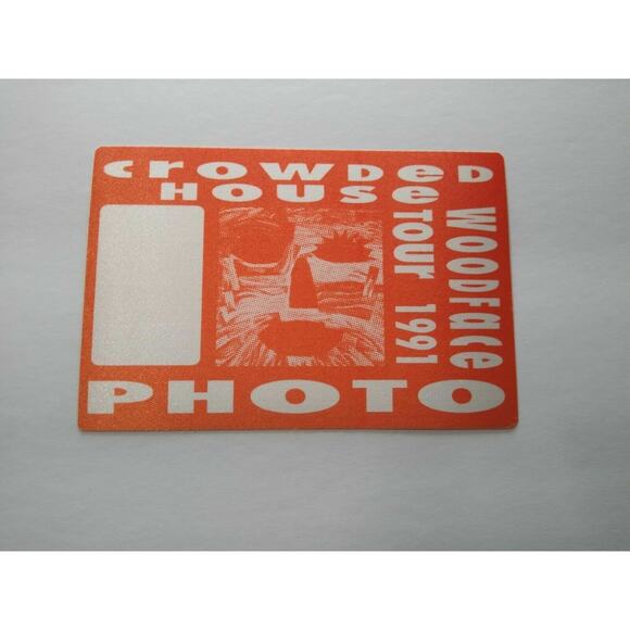 Crowded House Wood Face Backstage Pass Original 1991 Split Enz New Wave Orange - Picture 4 of 4